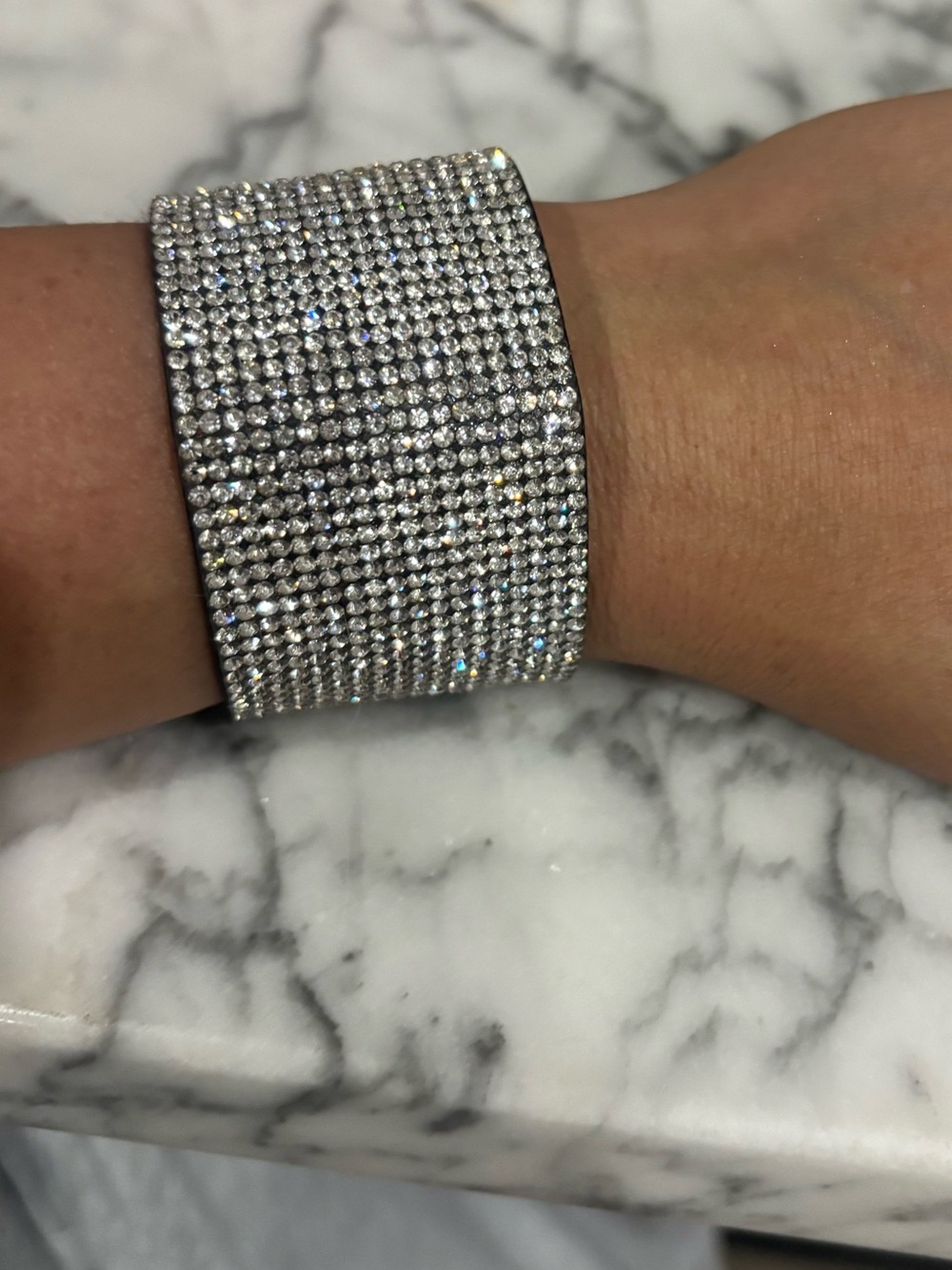 Y2K Rhinestone Crystal Mesh Statement Cuff Bracelet Glam
